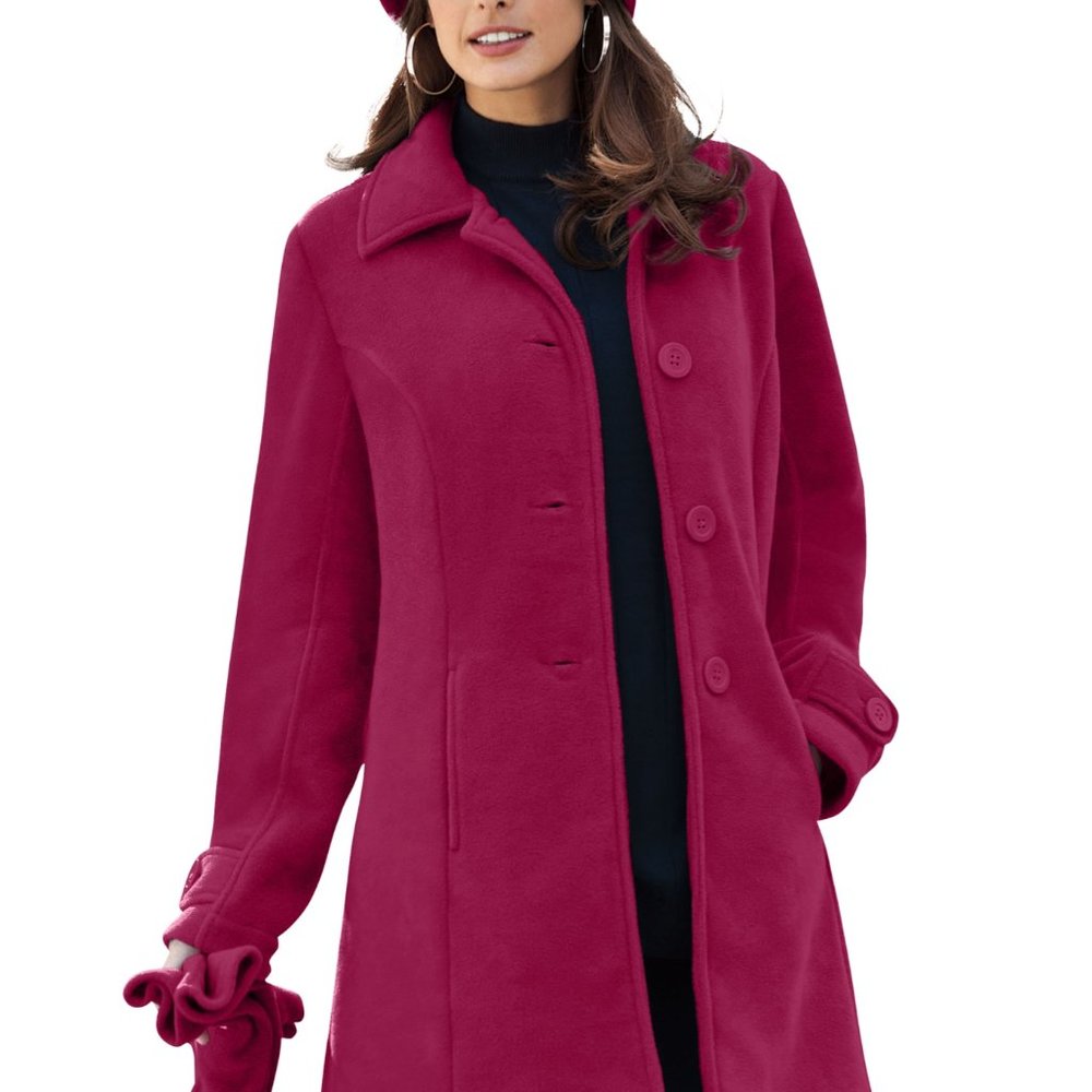 Roaman's Women's Plus Size Pink Peacoat Fleece Jacket 22/24